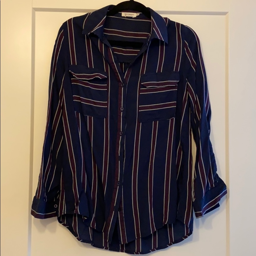 Striped button down tunic